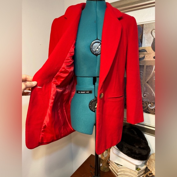 Wool And Cashmere Red Lined Pockets Blazer Jacket Size Medium - Picture 7 of 11